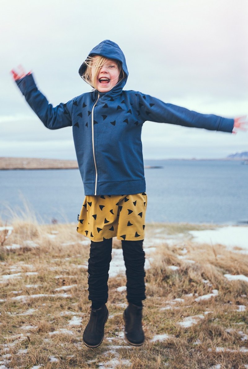 【北歐童裝】冰島有機棉童裝內鋪棉秋冬連帽外套2歲至12歲藍色 - 童裝外套 - 棉．麻 藍色