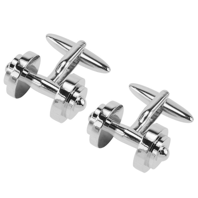 Dumbbell Cufflinks - Cuff Links - Other Metals Silver