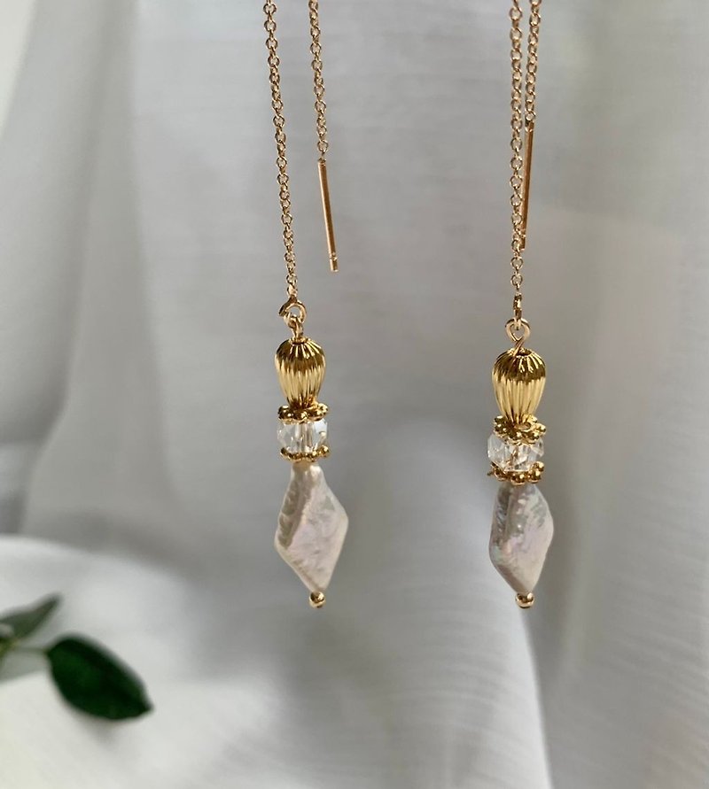 Twilight-Geometric Diamond Pearl × White Crystal Delicate Earline