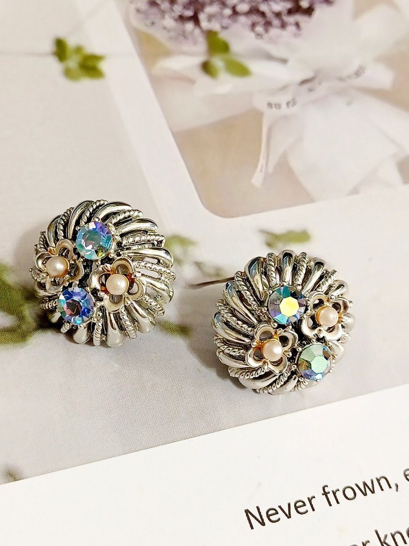vintage jewelry   CORO 古典極光萊茵渦旋 夾式耳環 - 耳環/耳夾/耳骨夾 - 其他金屬 