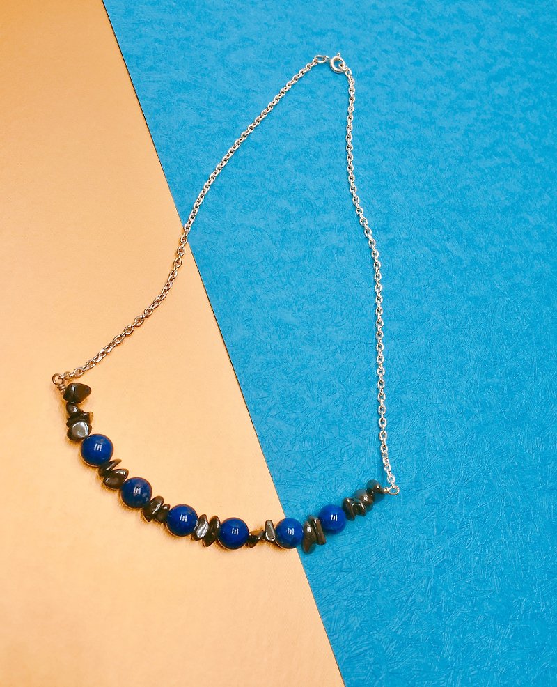 Natural Stone-Lapis Lazuli Necklace - แหวนคู่ - เครื่องเพชรพลอย สีน้ำเงิน
