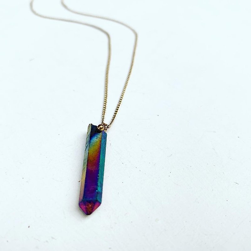 Star Galaxy series mini rainbow-colored quartz Stone collarbone short (neck) medium-length necklace