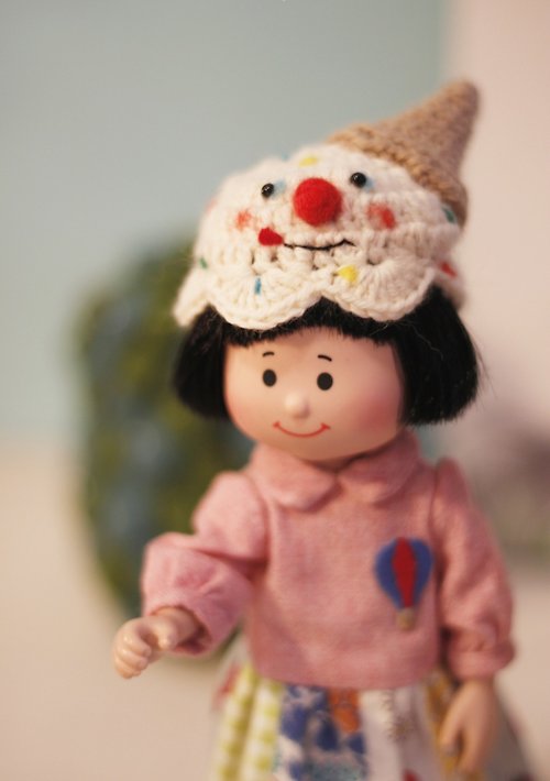 熊腳丫手作雜貨屋Bear's Paw Licca莉卡、爛草莓小頭娃尺寸手工編織冰淇淋娃帽