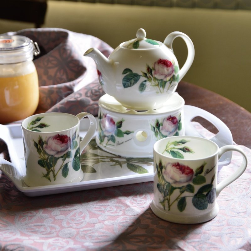 UK RK | Redoute Rose Romantic Light Rose Double Gift Box / Set of 5 - Teapots & Teacups - Porcelain 