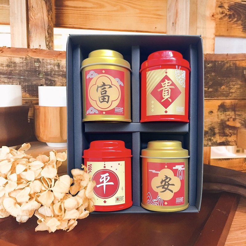 [Wuzang] New Year Charity Gift Box Wealth, Peace and Good Dragon Year L1 Classic Comprehensive Four Small Tea Gifts - ชา - อาหารสด หลากหลายสี