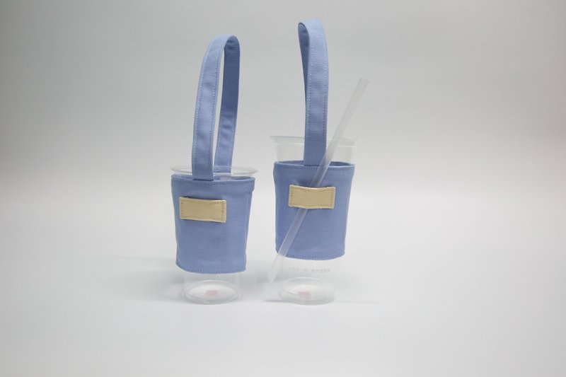 Colorful Series - Sky Blue Eco Cup Set Drink Cup Set Drink Bag - ถุงใส่กระติกนำ้ - ผ้าฝ้าย/ผ้าลินิน สีน้ำเงิน