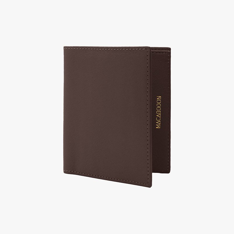 Custom Hot Name Genuine Leather Hazelnut Camel Coffee Short Clip Wallet Wallet Card Sleeve Silver Card Sleeve