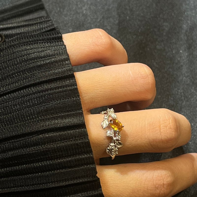 twigs. s925 Violent Citrine Ring Ring Lucky Ring Silver Ring Silver - แหวนทั่วไป - คริสตัล สีเหลือง