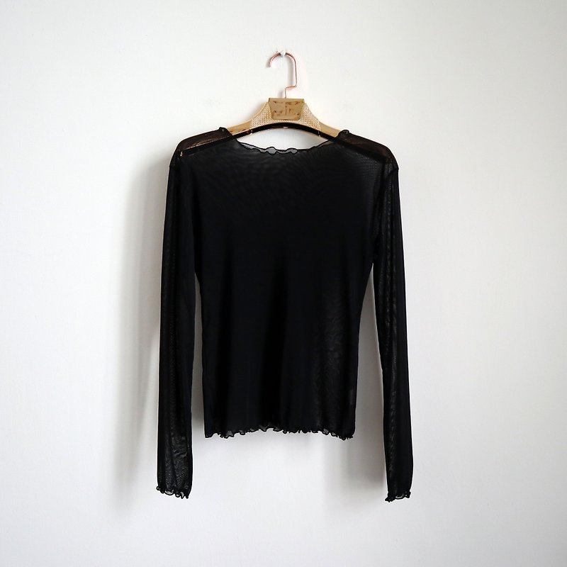 Pumpkin Vintage. Ancient black translucent elastic top - Women's Tops - Other Materials Black