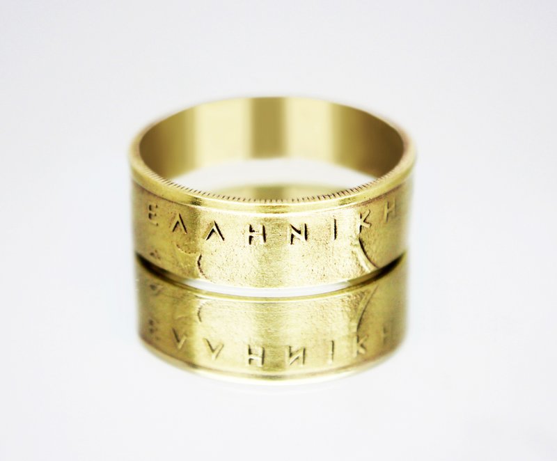 Greece Coin Ring 2 drachma 1976 coin rings for men coin rings for women - 戒指 - 其他金屬 