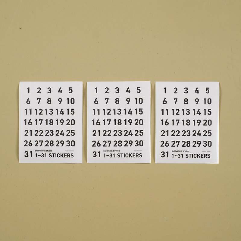 番号1-31マット半透明ステッカーパック - シール - 紙 