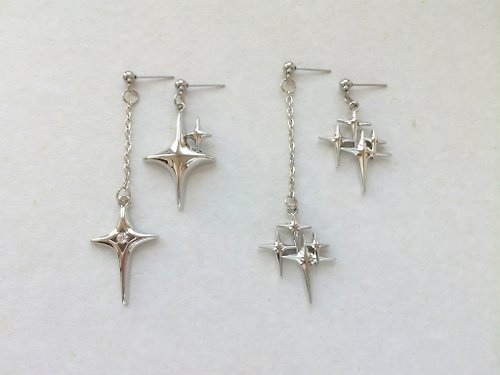 GreenCityUA Asymmetrical silver star earrings Mismatched earrings Gothic Grunge style Gift