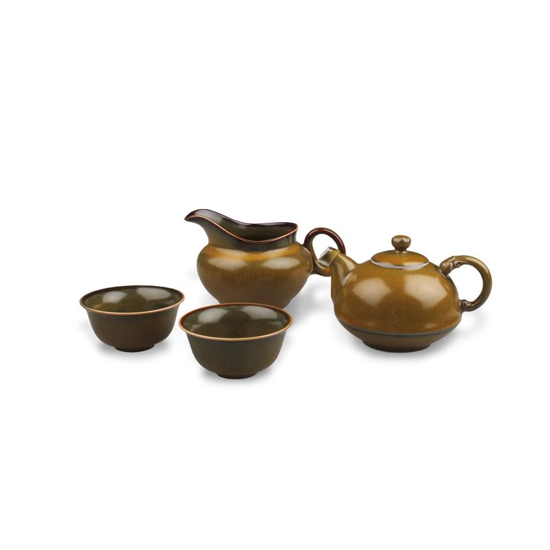 Good fortune Tea Set with tea dust glaze - ถ้วย - เครื่องลายคราม 