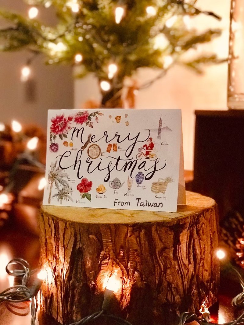 Taiwan themed Christmas card - 卡片/明信片 - 紙 紅色