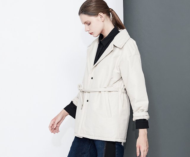 Breath-hold strappy lapel-collar padded jacket - Shop TAN& LUCIANA
