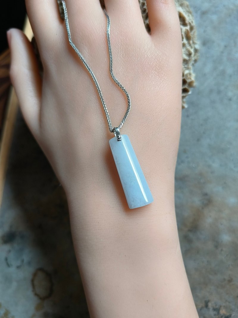 心安守玉-天然翡翠緬甸無事牌項鍊-本命年必備-靜守好運來3 - 項鍊 - 玉石 藍色