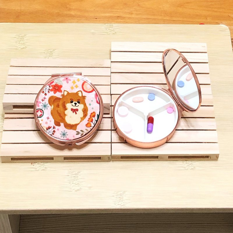 浪漫博美B/攜帶型藥盒.藥品分格收納盒.耳環小飾品可收納 - 居家收納/收納盒/儲物盒 - 棉．麻 粉紅色