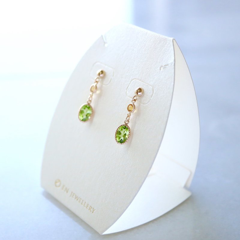 K10YG Stud earrings Peridot & Citrine - Earrings & Clip-ons - Gemstone Green