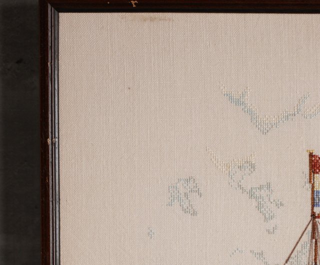 オランダ英蘭戦争オランダ戦艦刺繍掛け絵/軍艦/古い作品 オランダ英蘭戦争オランダ戦艦刺繍掛け絵/軍艦/古い作品