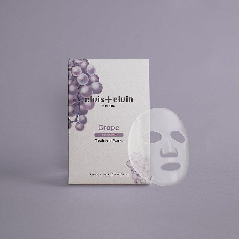 [High-quality products immediately available at a discount] elvis+elvin Grape Plant Revitalizing and Whitening Mask 4 pieces - Face Masks - Other Materials Purple