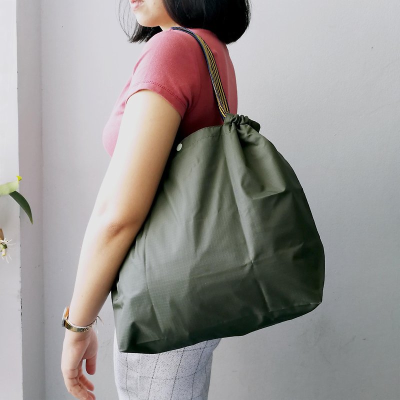 Medium Informal: Checkout Bag Army Green (With options for strap) - Handbags & Totes - Nylon 