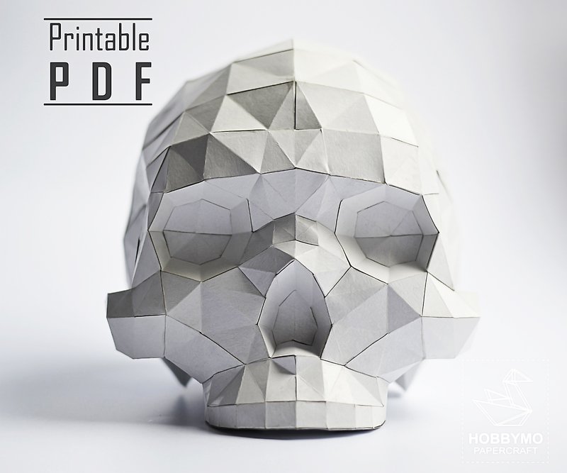 DIY Low Poly SKULL (printable pdf template). Paper Sculpture, Low poly papecraft - DIY Tutorials ＆ Reference Materials - Other Materials 