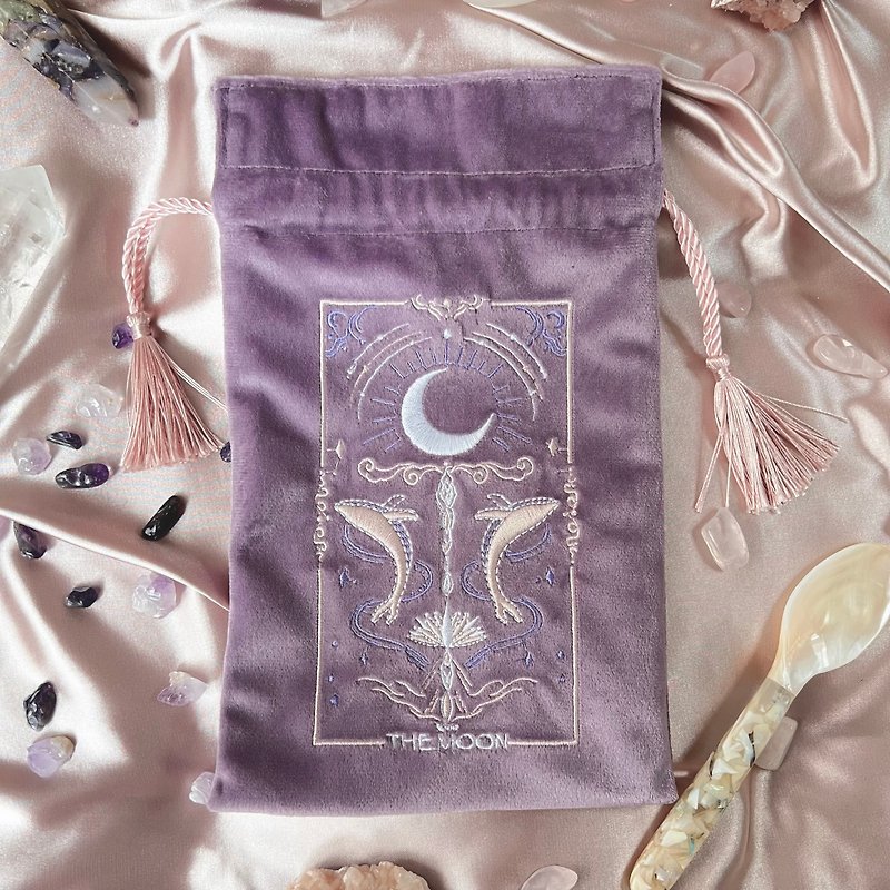 The Soul Whale Tarot Bag - The Moon - Drawstring Bags - Cotton & Hemp Purple