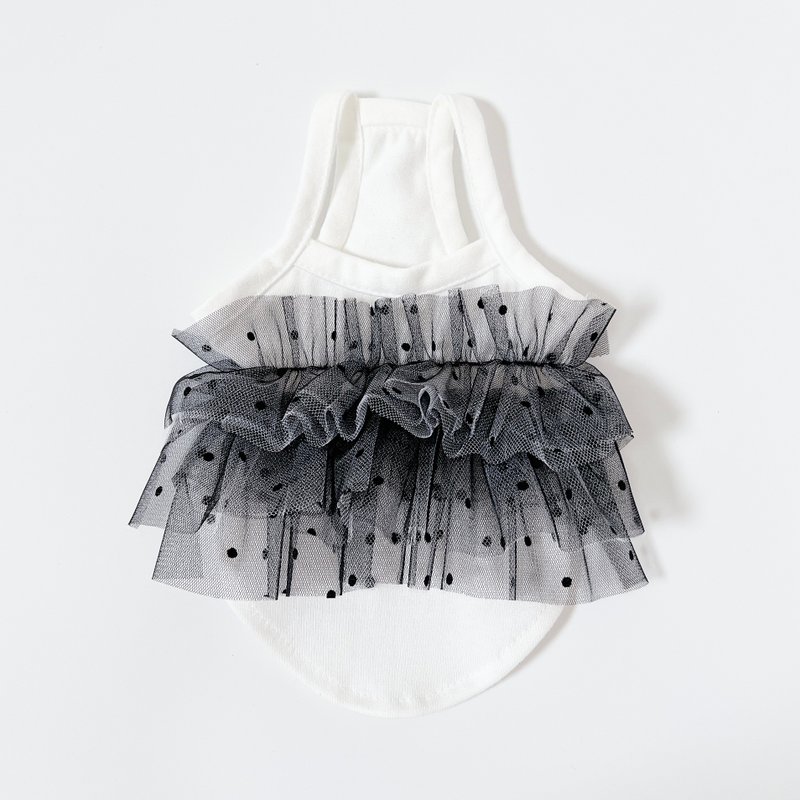 Dog Wear・Back Tulle Camisole - White - ชุดสัตว์เลี้ยง - ผ้าฝ้าย/ผ้าลินิน ขาว