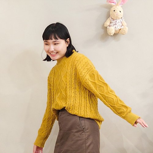 小羊生活 - 設計師女裝、童裝 日系簡約風橙黃針織上衣 / 寬鬆好穿