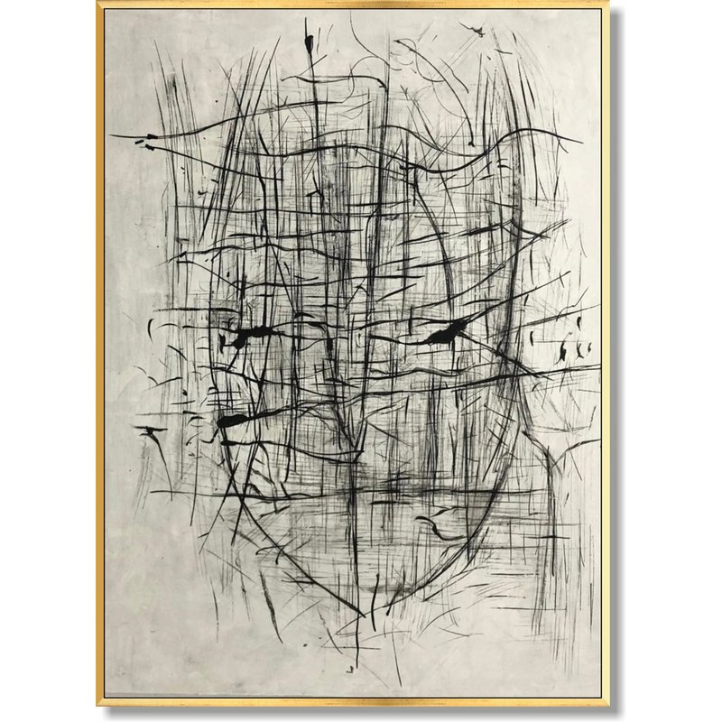 Large Abstract Gray Paintings On Canvas Modern Black And White Art Original Art - Wall Décor - Acrylic Black