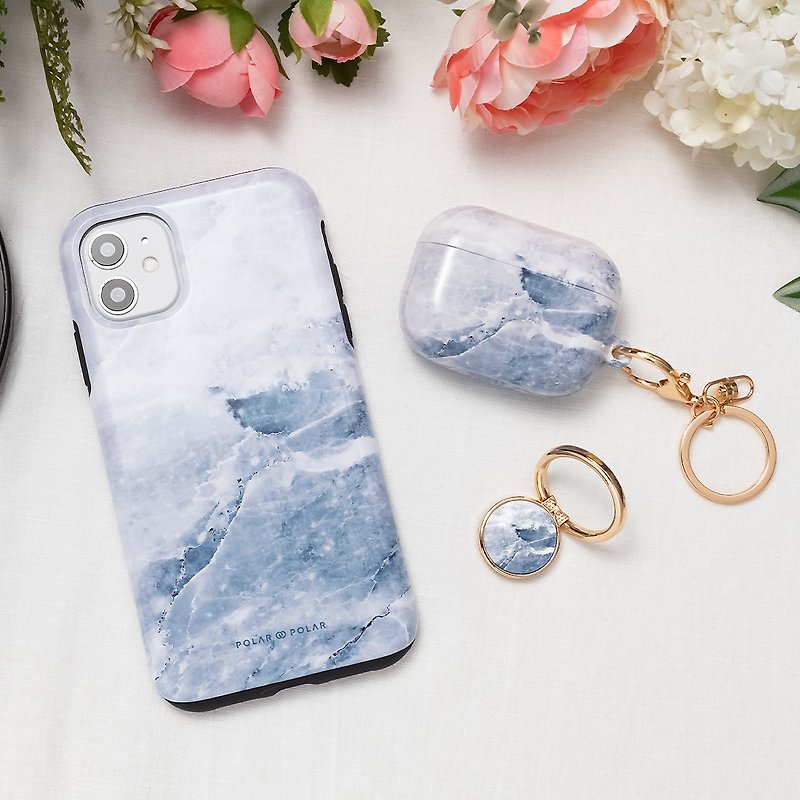 【客製化】冷灰石紋 iPhone 15 Pro 14 13 12 MagSafe 手機殼 - 手機殼/手機套 - 塑膠 藍色