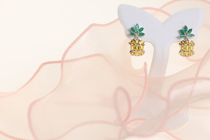 Pineapple silver earrings - 耳環/耳夾 - 寶石 