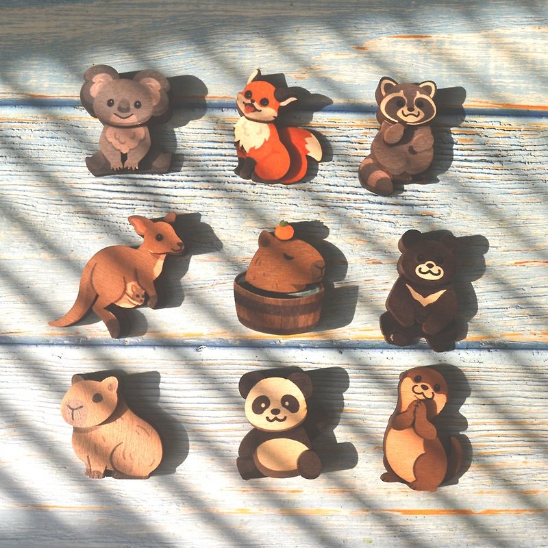 Mumu Fridge Magnet - Panda Koala Fox Kangaroo Otter Capybara Raccoon Taiwan Black Bear - Magnets - Wood 