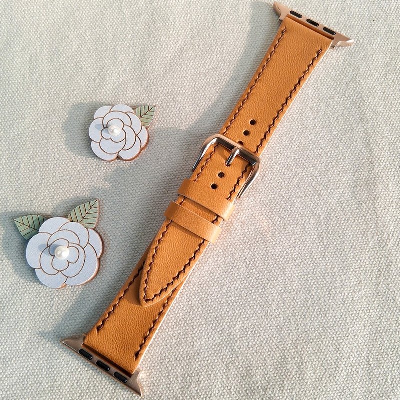 apple watch錶帶 / 黃駝色 / 真皮 / 手工製作 - 錶帶 - 真皮 