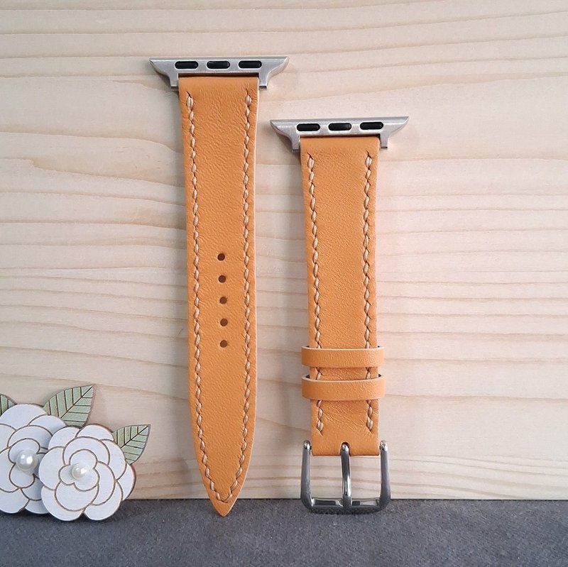 Apple Watch Leather Strap / Handcrafted / Warm Natural Mustard Yellow - Watchbands - Genuine Leather 