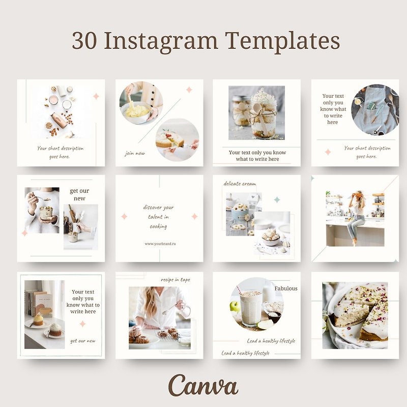 30 Food Instagram Template. Nutrition Instagram Templates. - Notebooks & Journals - Other Materials 