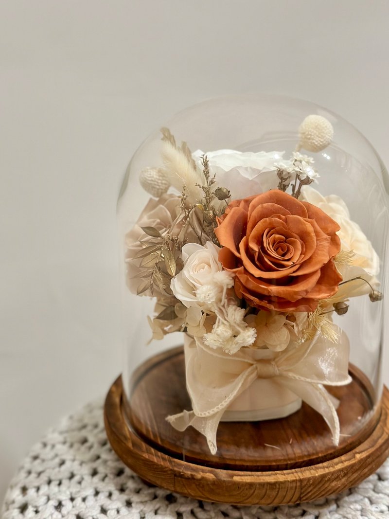 Rose Bouquet Glass Cover Preserved Flower Cup Valentine's Day Gift - ช่อดอกไม้แห้ง - พืช/ดอกไม้ 