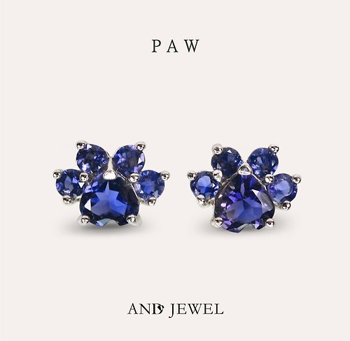 安的珠寶 AND Jewel AND 菫青石 圓形 3mm 愛心 6mm 耳環 自然系列 Paw 天然寶石