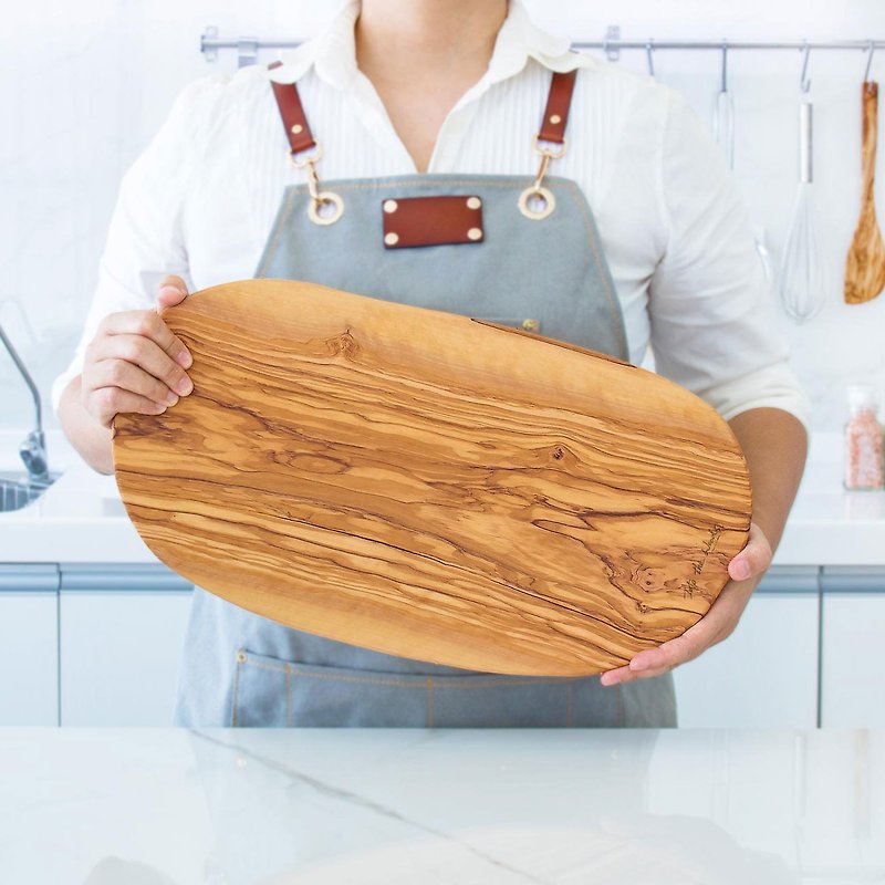 40 cm Original native olive wood household/camping cooking chopping board-tray-wooden plate - ถาดเสิร์ฟ - ไม้ สีนำ้ตาล