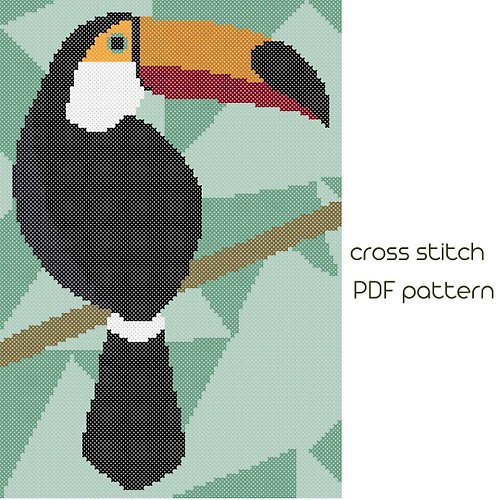 NaraXstitch patterns 十字繡圖案 Birds cross stitch Pelican cross stitch pattern Easy cross stitch /16/