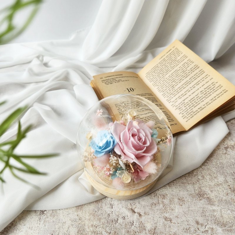 Begonia end rain glass flower clock/preserved flower flower art class/home decoration/holiday gift - จัดดอกไม้/ต้นไม้ - พืช/ดอกไม้ 