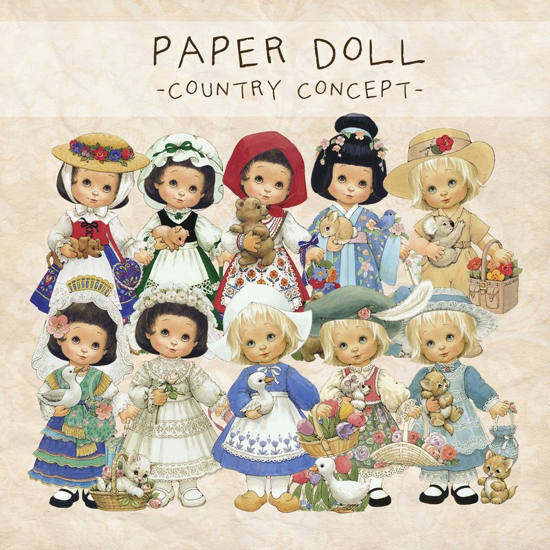 (ALL) Country paper doll (honne market) person sticker girl sticker - 貼紙 - 紙 多色