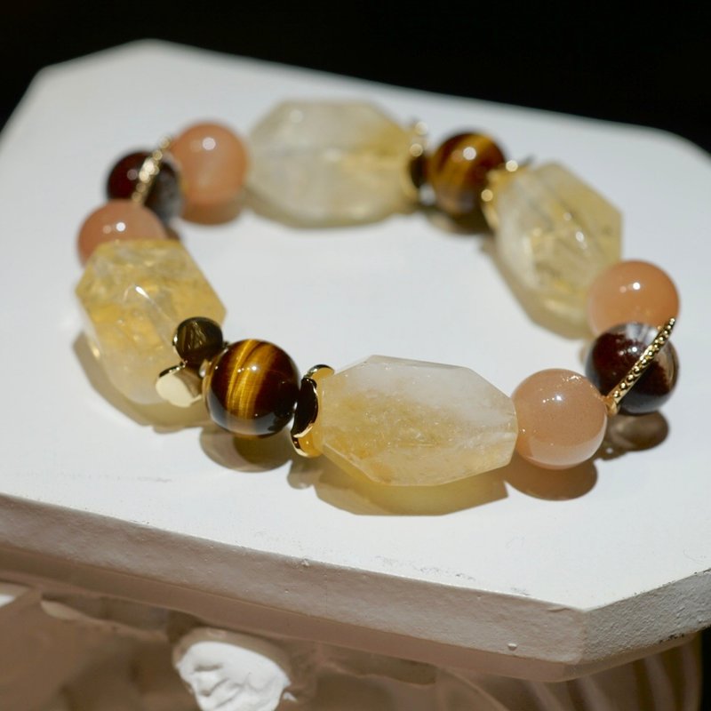 Citrine Sun Stone Stone Eye Stone Red Ghost Lucky Lucky Crystal Bracelet Crystal Natural Stone - Bracelets - Crystal Gold