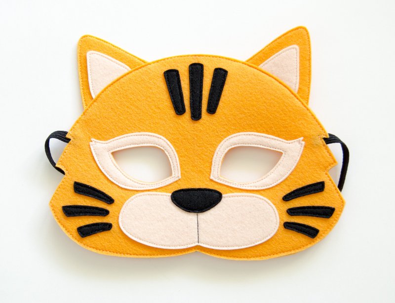 Tiger mask from felt - Kids' Toys - Eco-Friendly Materials Orange