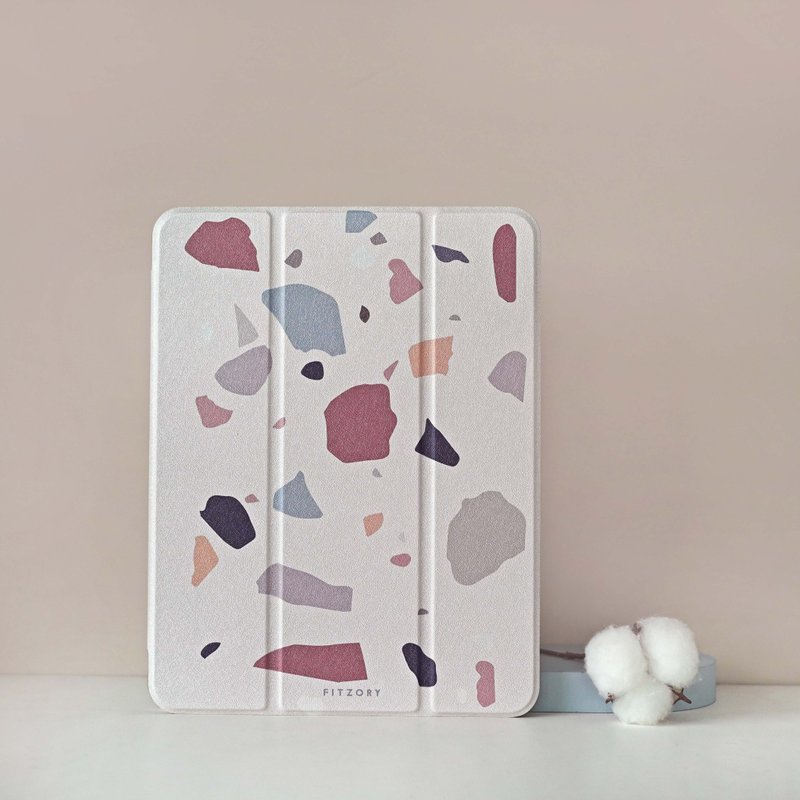 【FITZORY】設計師系列 磨石子色塊  霧面磨砂質感 | iPad殼 - 平板/電腦保護殼/保護貼 - 塑膠 白色