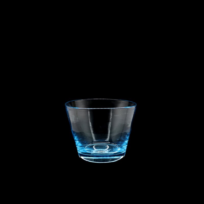 Fully hand blown-color series pig mouth cup water clear blue - แก้ว - แก้ว สีน้ำเงิน