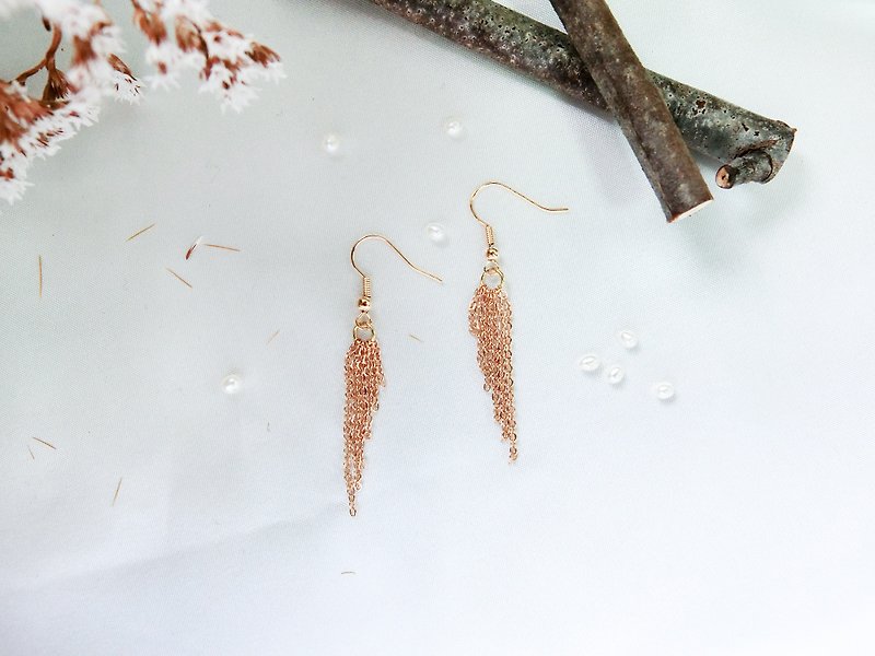 Sterling silver tassel earrings/golden silver/modified Clip-On - Earrings & Clip-ons - Other Metals Gold