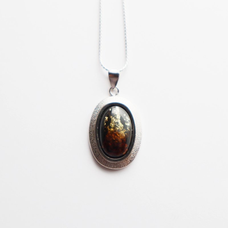 銀河【Topaz】七宝焼のペンダント 純銀箔ちらし七宝 - 項鍊 - 其他材質 橘色