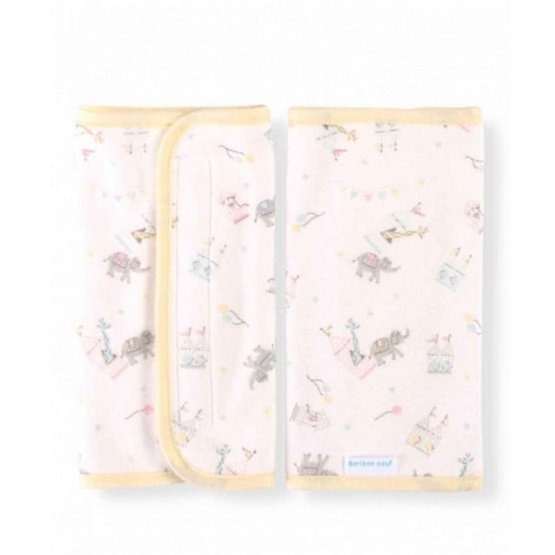 Japan Boribon oeuf pink yellow circus back scarf saliva towel (1 set of 2) - Bibs - Cotton & Hemp White