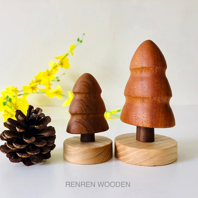 Christmas Tree Logs Hand-made Christmas Gifts Mahogany Walnut Cork Inlaid - Items for Display - Wood Multicolor